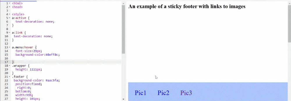 Sticky Footer Links 2