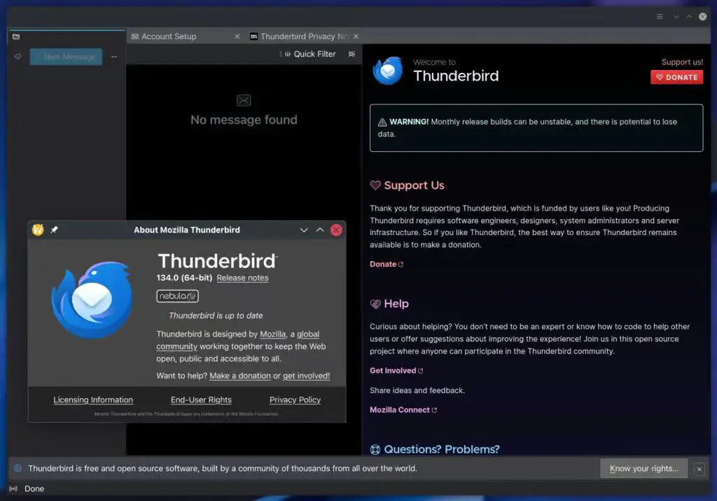 Mozilla Thunderbird 134