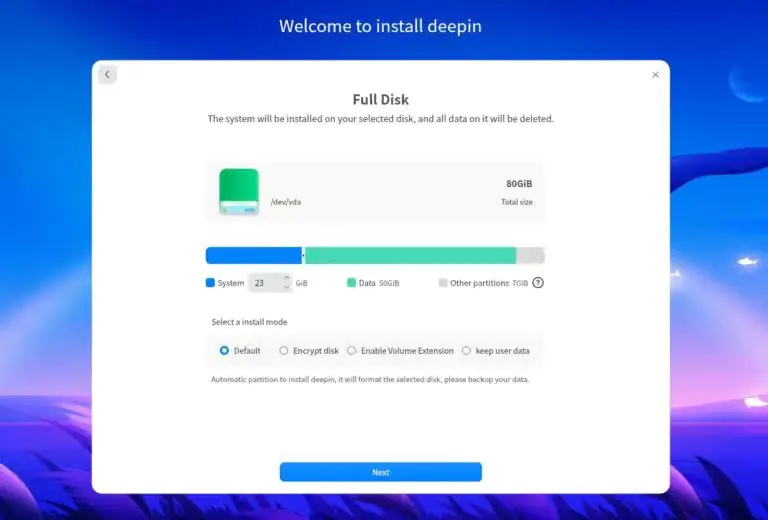 Установщик Deepin 25.