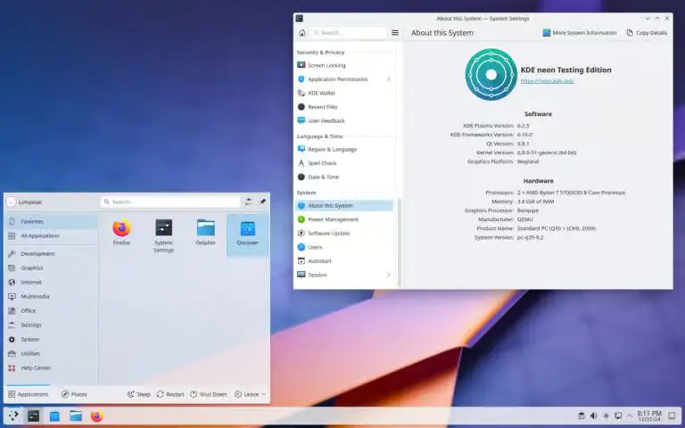 Среда рабочего стола KDE Plasma 6.2.5