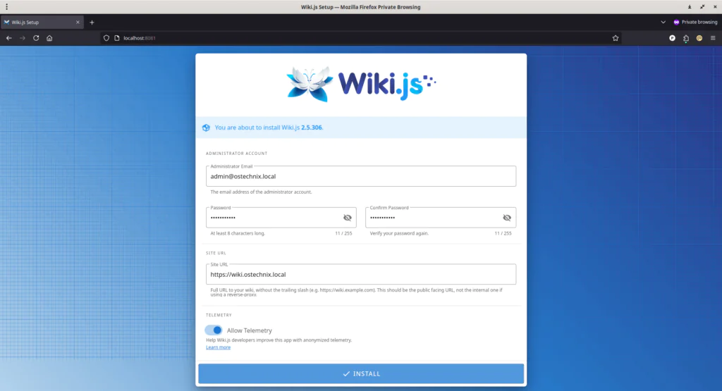 Установка Wiki.js