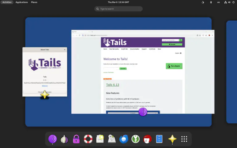 Выпущена версия Tails 6.13 с улучшенным обнаружением Wi-Fi