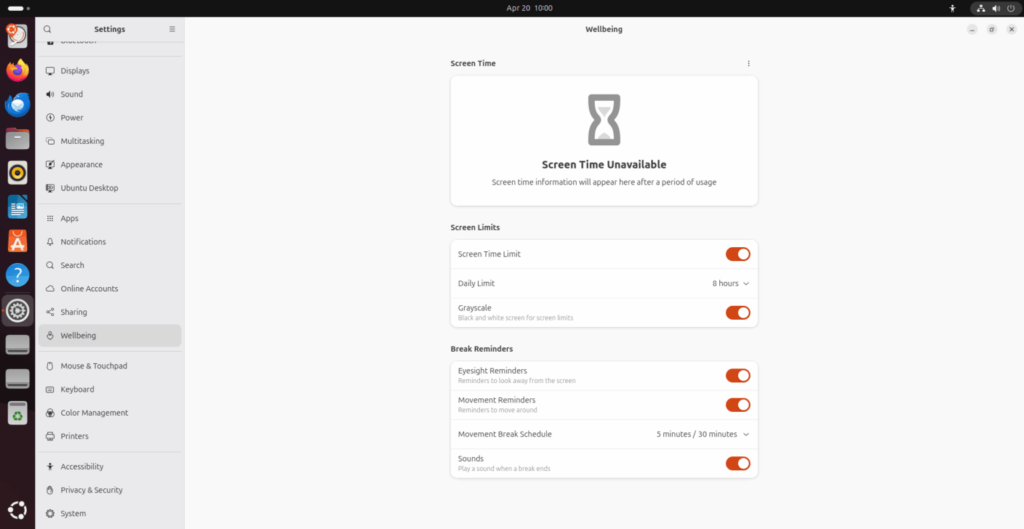Настройки цифрового благополучия в Ubuntu 25.04