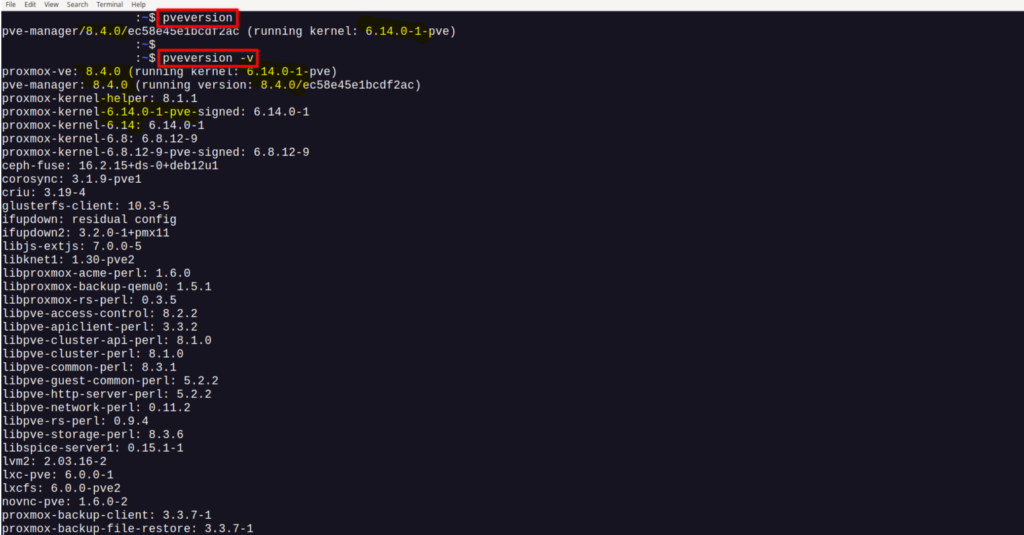 Проверьте версию Proxmox VE