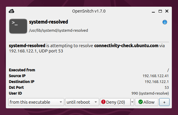 Запустите графический интерфейс OpenSnitch