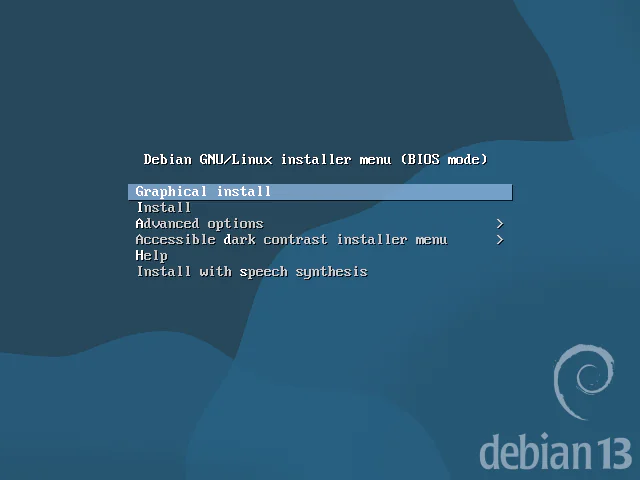 Установщик Debian 13 RC2