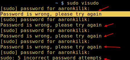 Сообщение Sudo badpassword