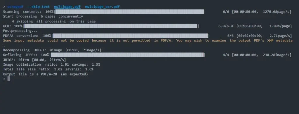 OCRmyPDF добавляет текстовый слой OCR к отсканированным PDF-файлам