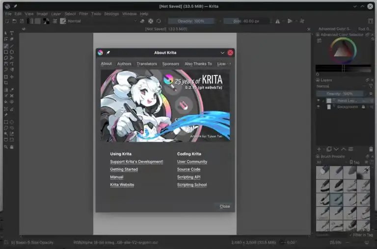 Приложение для цифровой живописи Krita 5.2.10.