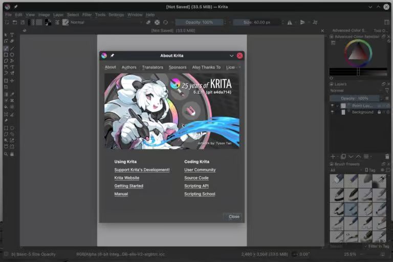 Приложение для цифровой живописи Krita 5.2.11.