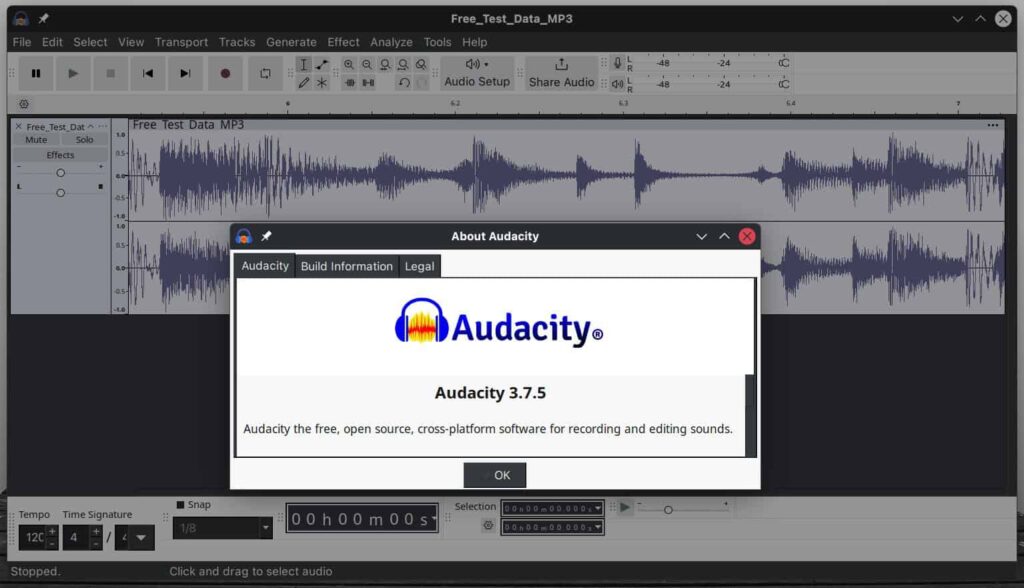 Audacity 3.7.5 — аудиоредактор с открытым исходным кодом.