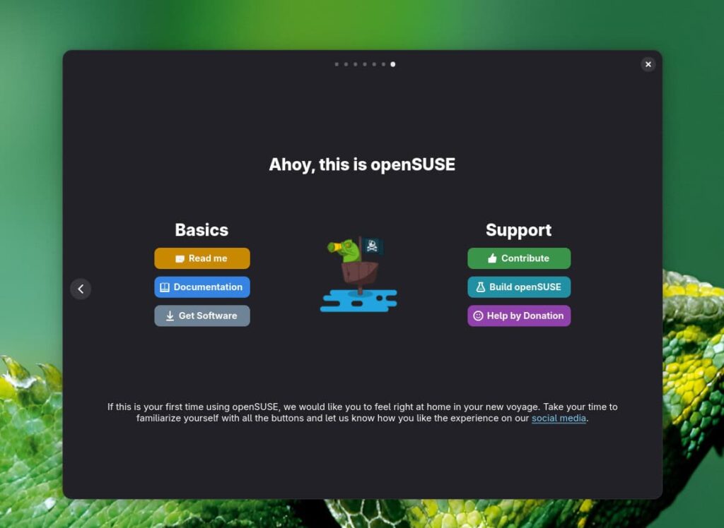 Новый приветственный экран openSUSE.