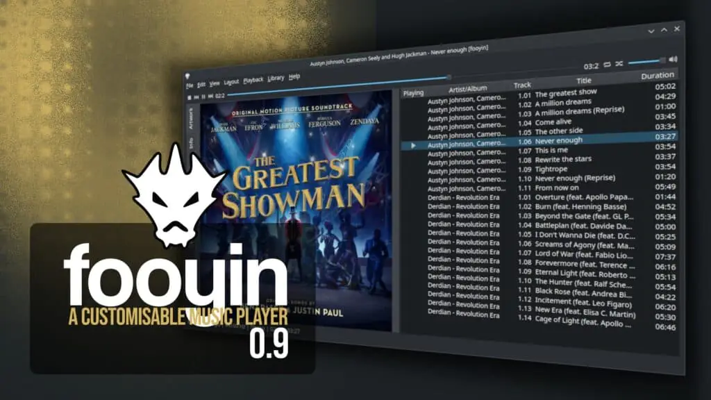 Музыкальный проигрыватель Fooyin 0.9 с возможностью загрузки изображений и синхронизацией текстов песен