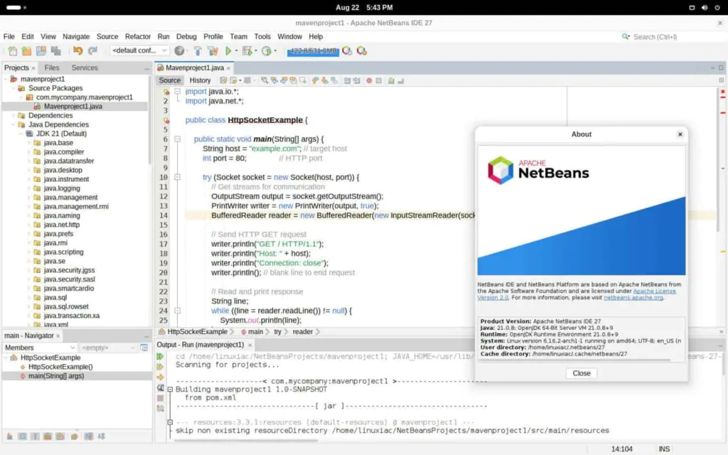 Apache NetBeans 27 IDE с открытым исходным кодом
