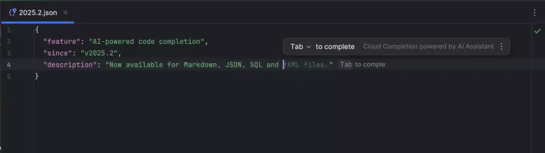 Автодополнение кода на основе ИИ (изображение: JetBrains)