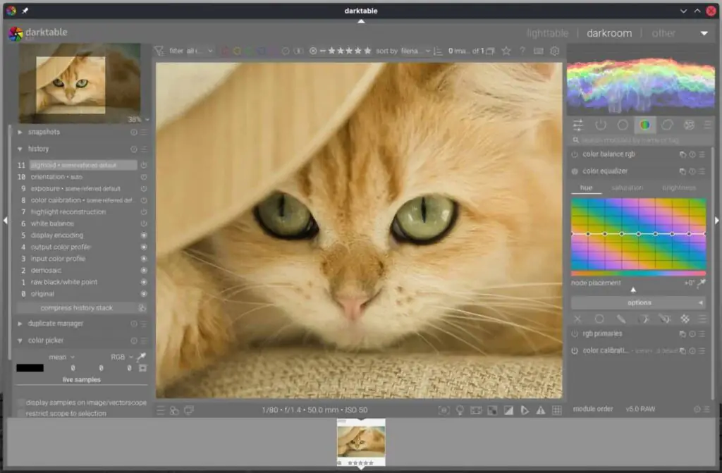 Darktable 5.2.1 Инструмент для редактирования фотографий RAW