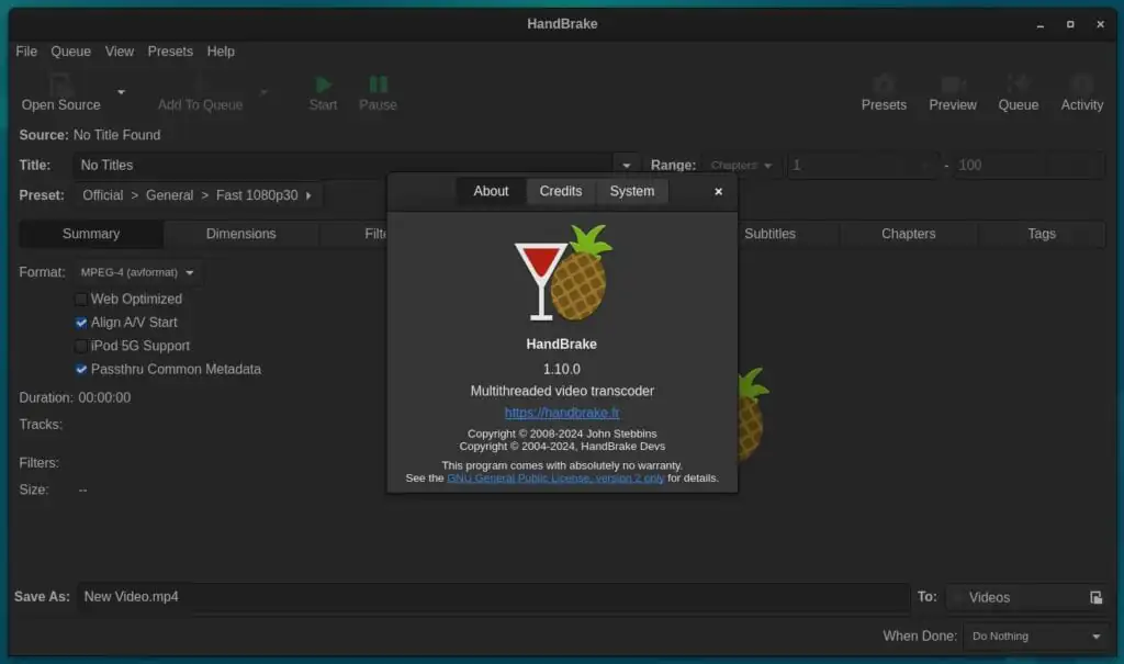 Вышла версия HandBrake 1.10 с новыми пресетами и улучшенными метаданными 2