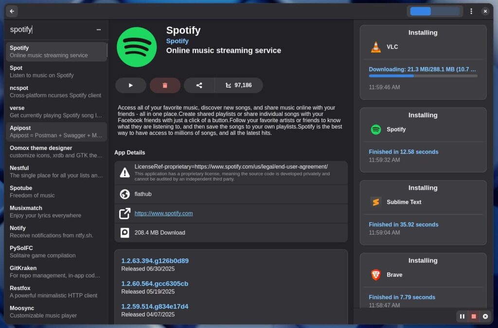 Bazaar легко справляется с одновременной установкой нескольких приложений Flatpak.