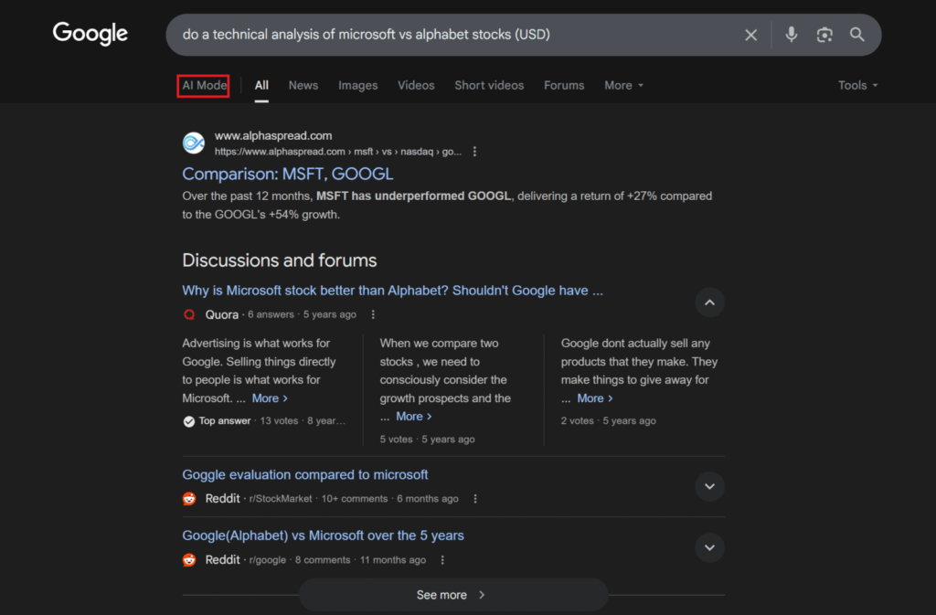Включить поиск в режиме искусственного интеллекта