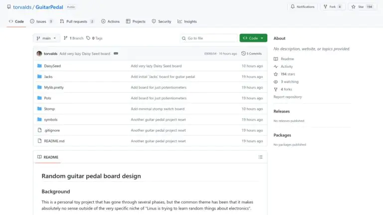 Репозиторий GuitarPedal Торвальдса в Linux.