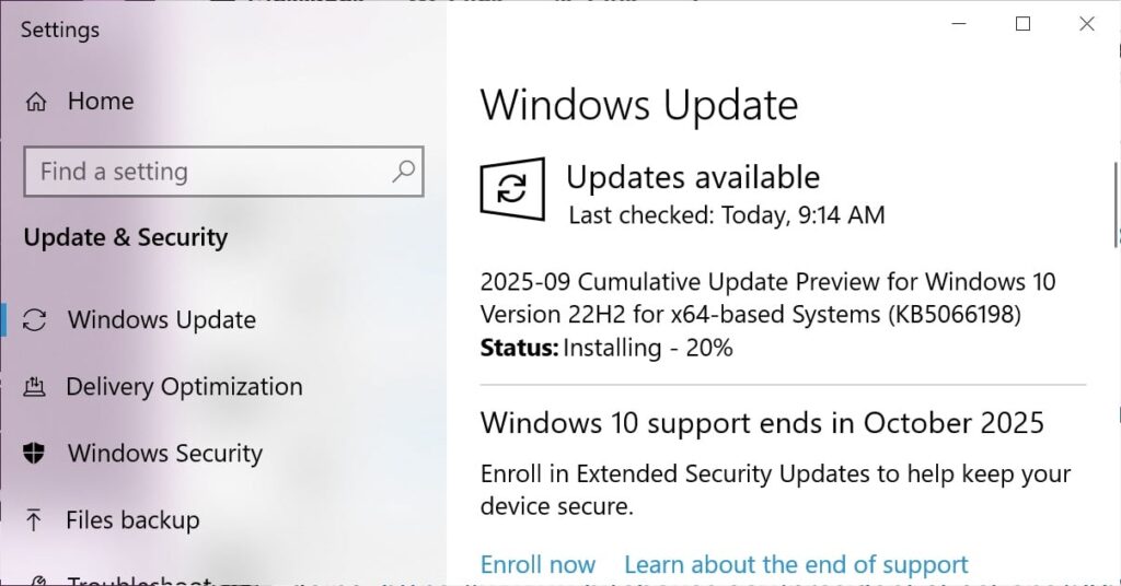 Предварительное обновление KB5066198 (BleepingComputer)