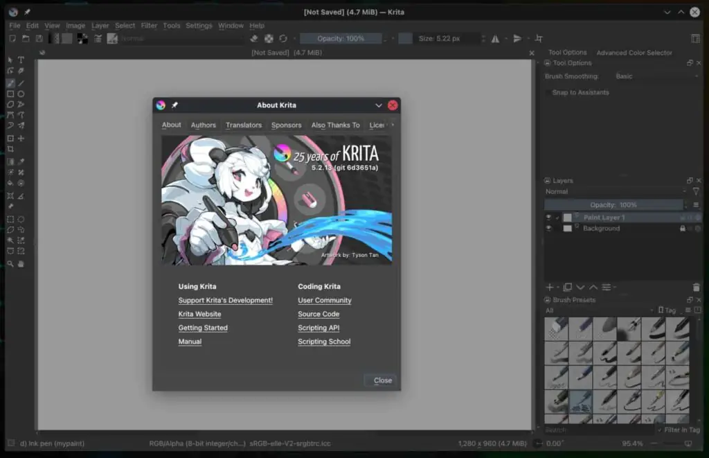 Приложение для цифровой живописи Krita 5.2.13.