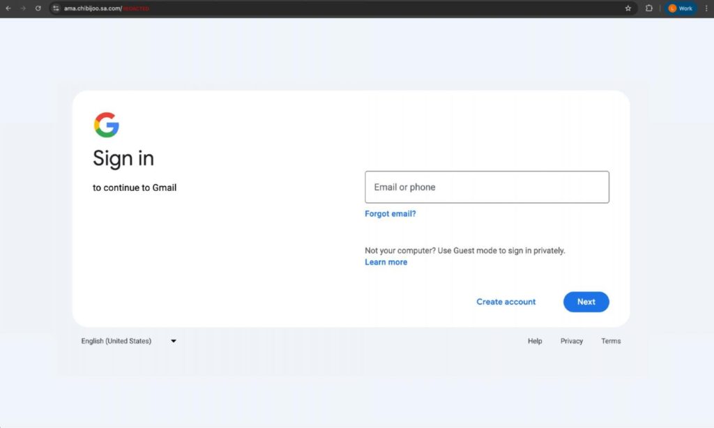 Злонамеренная страница входа в Google с клонированием