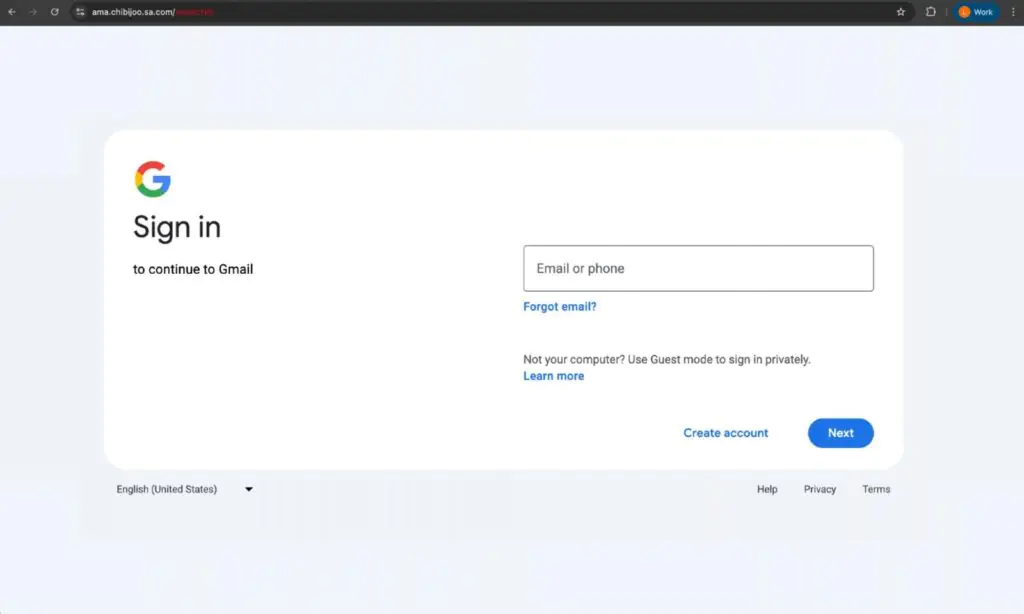 Злонамеренная страница входа в Google с клонированием