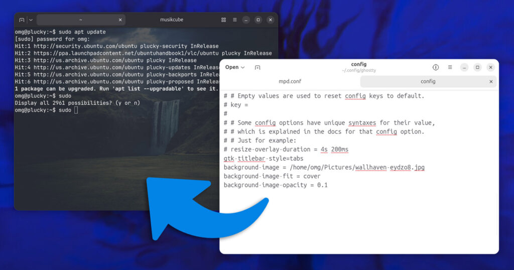 Поддержка фоновых изображений в Ghostty 1.2.0