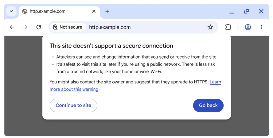 HTTP-предупреждение (Google)
