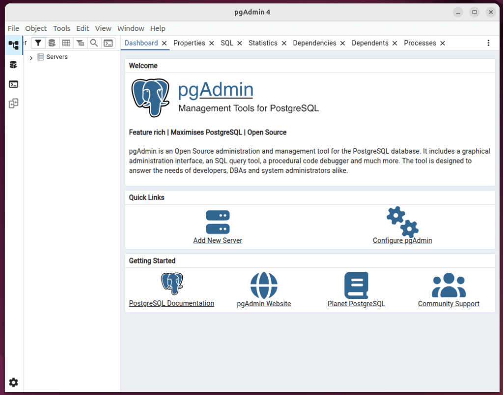 Инструмент управления pgAdmin для PostgreSQL