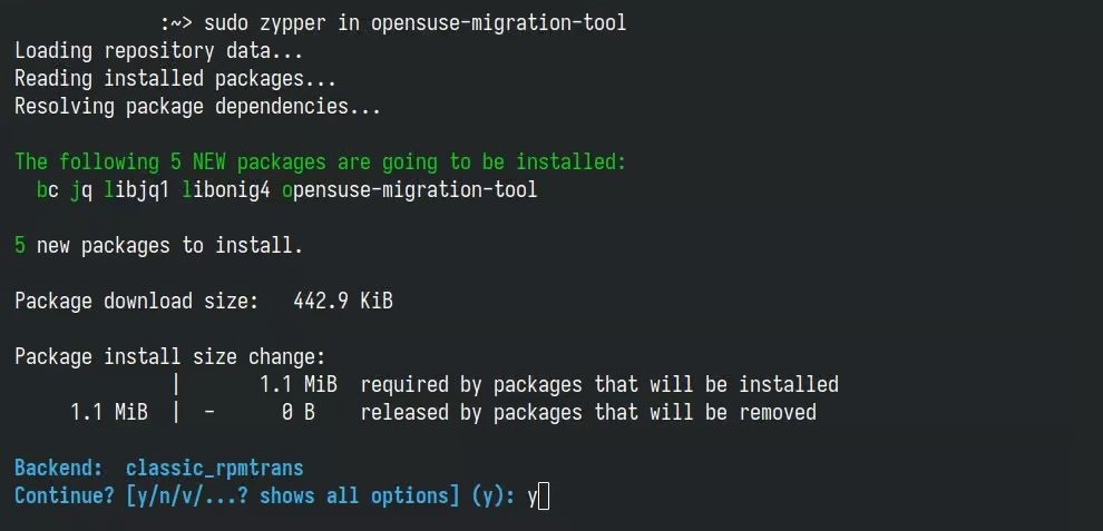 Установите инструмент миграции openSUSE