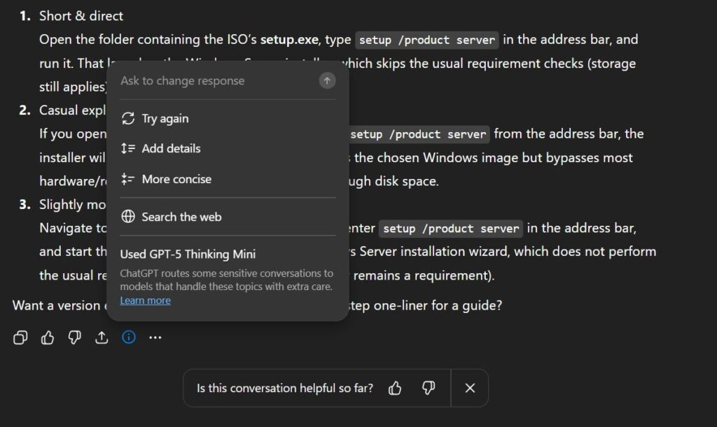GPT-5 автоматически переключил модель с мгновенного отклика на обдумывание