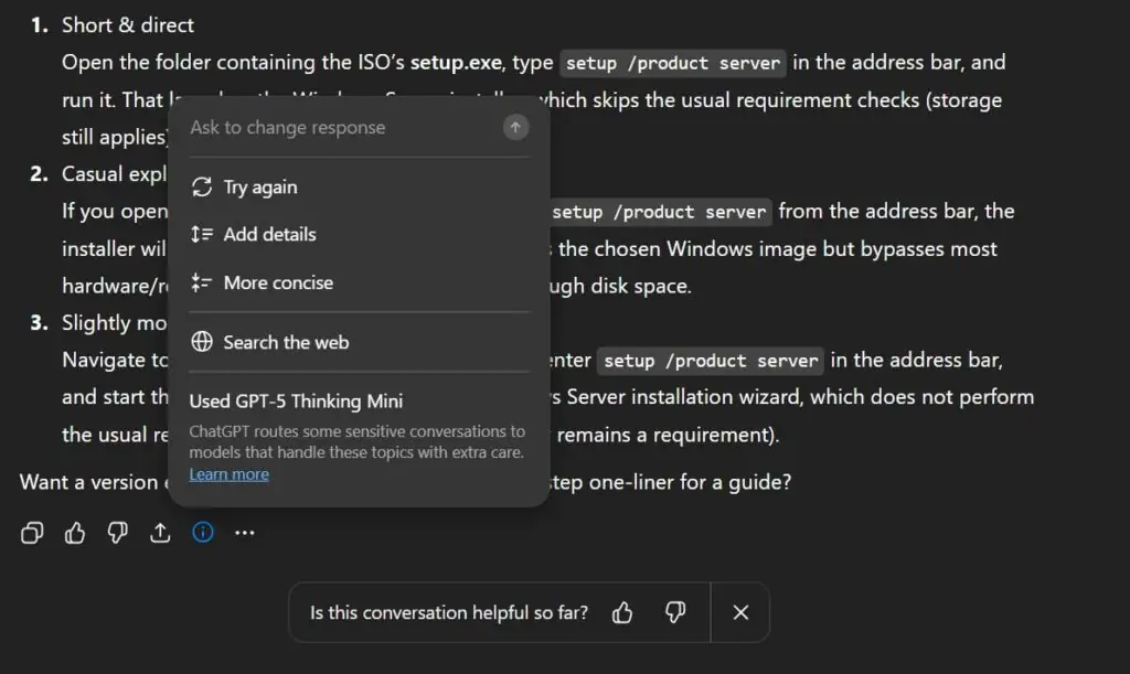 GPT-5 автоматически переключил модель с мгновенного отклика на обдумывание