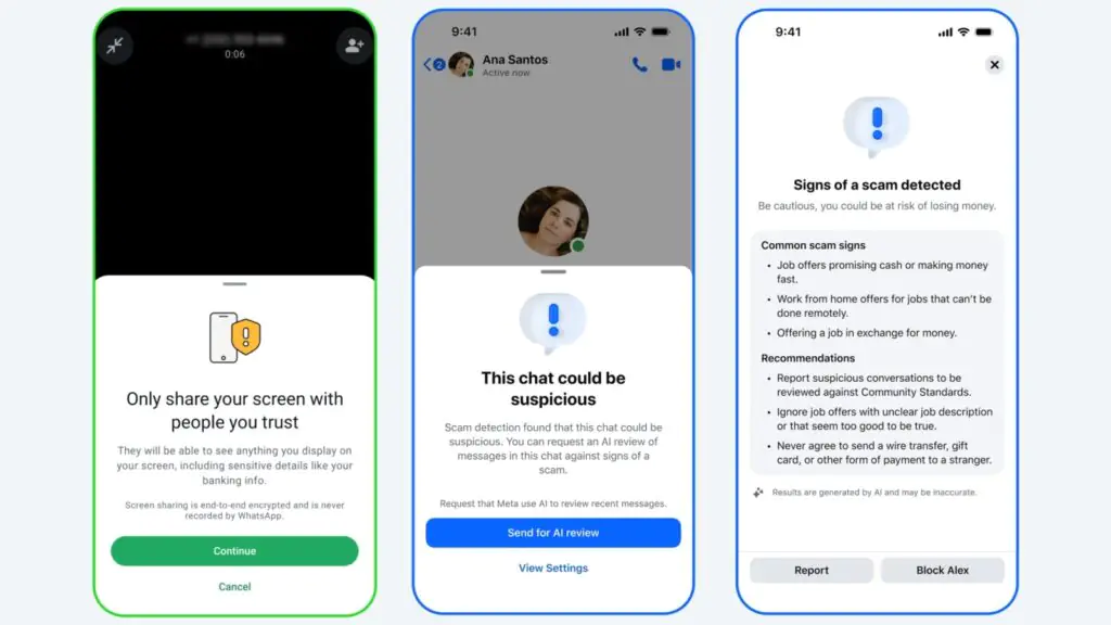 Предупреждения о мошенничестве в WhatsApp и Messenger (Meta)