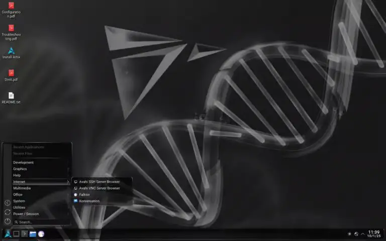 Artix Linux с рабочим столом Plasma.