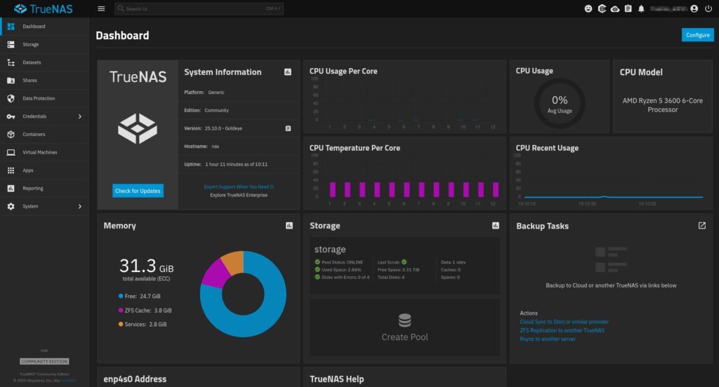 TrueNAS 25.10 (Goldeye) — NAS с открытым исходным кодом