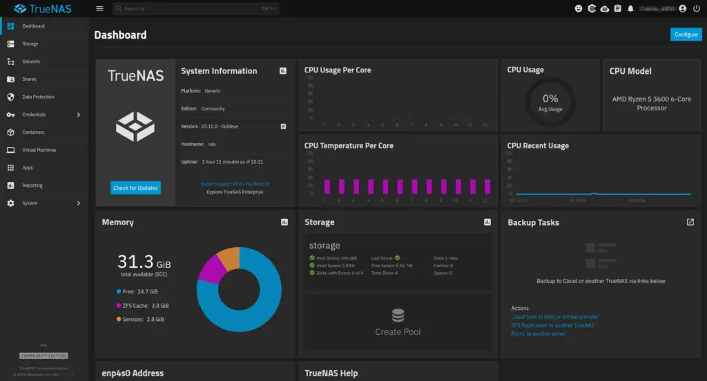 TrueNAS 25.10 (Goldeye) — NAS с открытым исходным кодом