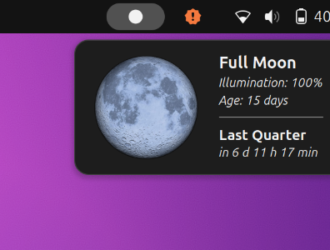 «Фазы Луны» позволяют отслеживать движение Луны в GNOME Shell