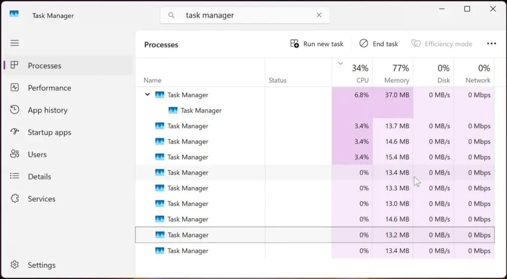 Фоновые процессы в диспетчере задач