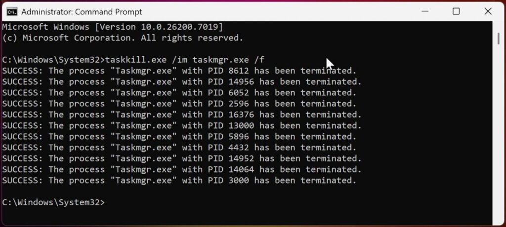 Завершение фоновых процессов в диспетчере задач