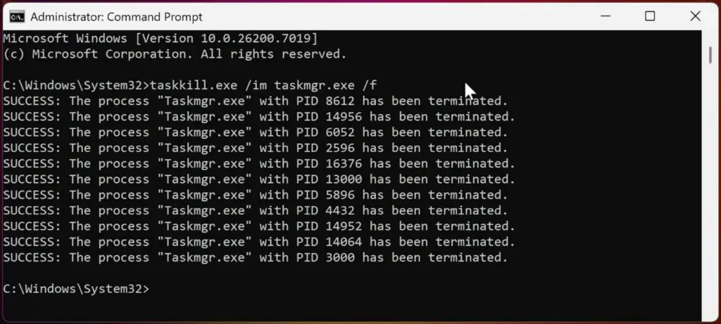 Завершение фоновых процессов в диспетчере задач