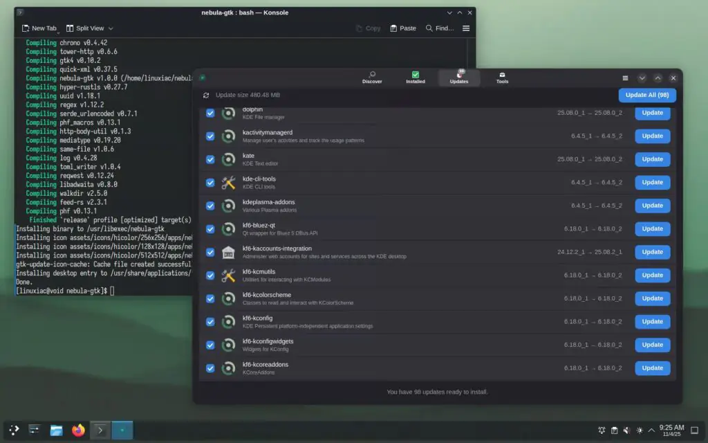 Nebula — это новый GTK-интерфейс на языке Rust для менеджера пакетов XBPS от Void.