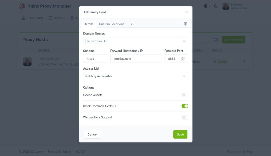 Nginx Proxy Manager 2.13