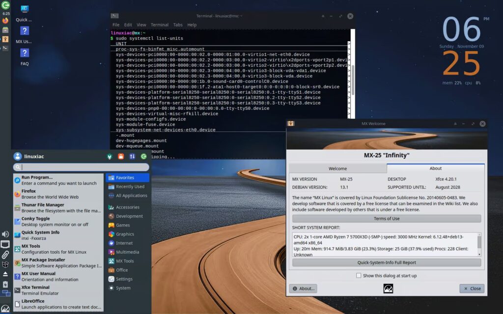 MX Linux 25 «Бесконечность» Xfce Edition