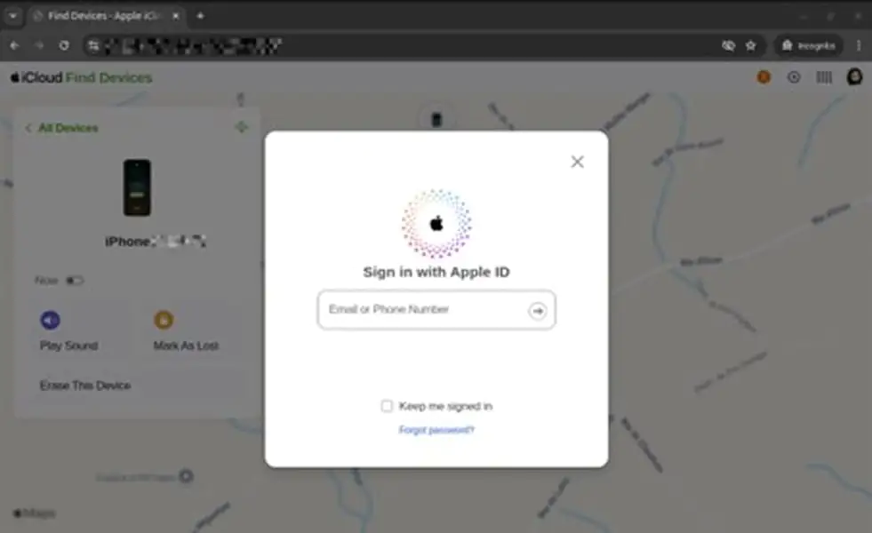 Фишинговая страница, имитирующая сайт Apple «Локатор»Источник: NCSC