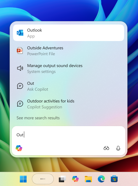 Задайте вопрос Copilot на панели задач