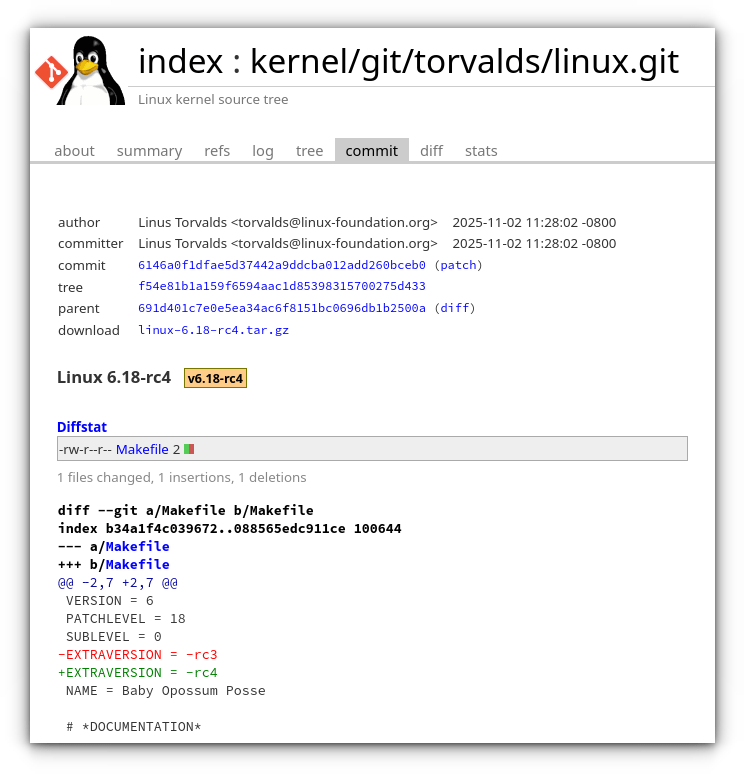 Ядро Linux 6.18 Релиз-кандидат 4