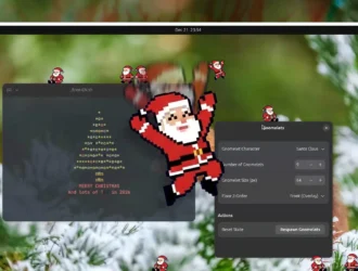 Добавьте пиксельного Санту на рабочий стол Ubuntu к Рождеству